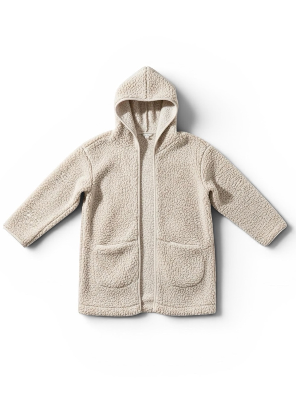 American Eagle Fluffy Sherpa Hooded Open Cardigan Cozy Lougewear Oatmeal XS